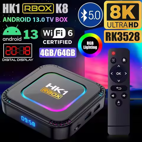 HK1 RBOX K8 Android 13.0 TV Box Quad-core RK3528 4G 32G/64G WIFI6 8K UHD Media Streaming Player