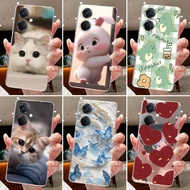 Jelly Casing For OnePlus Nord CE3 / Nord CE3 Lite Clear Silicone Soft TPU Back Cover Cute Rabbit Cat