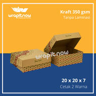 (Isi 20 pcs) Dus Kraft 20x20x7 Cetak/ Box Nasi Berkat Kondangan Dus Pesta Motif Selamat Menikmati Th