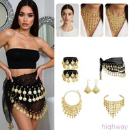 Hi Gypsy Costume Belly Dance Jewelry Set Belly Dance Hip Scarf Wrap Belt Headband