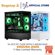 SEGOTEP ENDURA 240S M-ATX PC CASE WITH 3 ARGB FANS - BLACK / WHITE