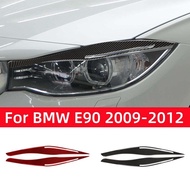 :{-- “สำหรับ BMW 3ซีรีส์ E90 318I 320I 325I 2009-2012อุปกรณ์เสริมรถยนต์รถคาร์บอนไฟเบอร์สติ๊กเกอร์ตกแต่งแผ่นครอบคิ้วไฟหน้า