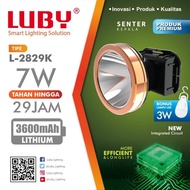 Luby Senter Kepala LED Super Terang Lithium L 2829K LED 7 Watt Lampu KUNING + Bola Lampu Super LED D