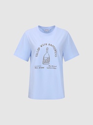 URBAN REVIVO Womens Short Sleeve T-shirt New Korean Style Printed Crew Neck T-Shirt 2024 NEW