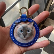 帶有寵物肖像的皮革鑰匙圈、鑰匙圈、狗、寵物、客製訂單、寵物用品、鑰匙圈、貓、個人化、寵物、皮革、寵物、貓