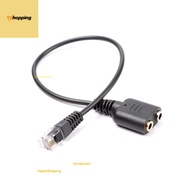 MK1 20CM RJ11 to Dual 3.5mm Headphone Female Converter Adapter Audio Cable