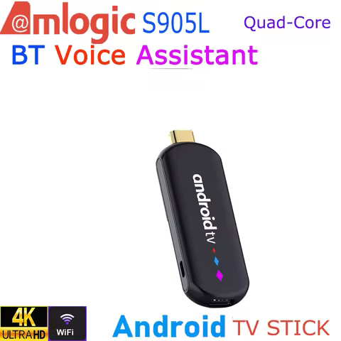 Amlogic S905L Quad Core Android TV Stick 4K WiFi BT Voice Assistant Remote Control Media Player Smar