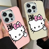 Cute and Funny Kitty Phone Case Compatible for IPhone 11 12 13 Pro Max 14 15 7 8 Plus SE 2020 XR X XS Soft TPU Max Silicone Casing Anti Drop Metal Buttons