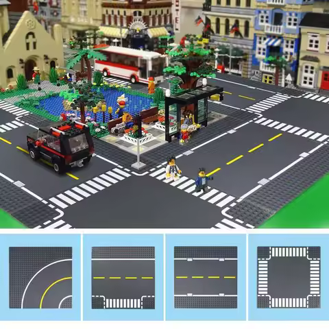 32X32 32Dots Classic Road Building Block Base Plate City View Traffic Road Figures Construction Toys