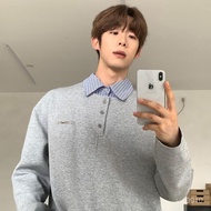 Repurchase Rate 90% Summer Niche Design Striped Lapel Stitching Fake Two-Piece POLO Shirt Men's Long