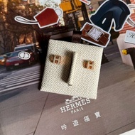 ✨必買款✨全新商品 Hermes 奶茶色H玫瑰金 mini pop耳環