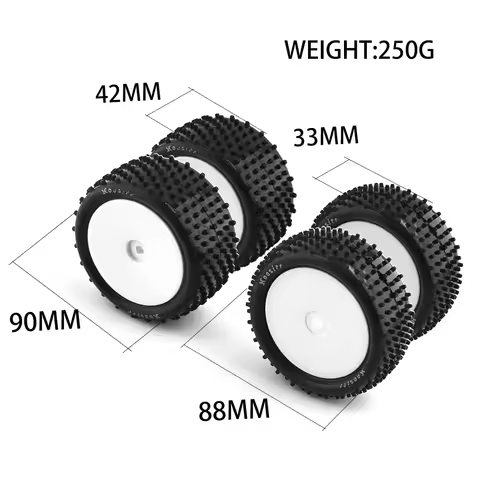 1/10 2WD RC Off-Road Buggy Car Rubber Tire Wheel 88mm & 90mm Compatible FOR XRAY XB2 Serpent SRX2 SR