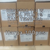 100PCS METAl FILM RESISTORS 1/ 4 WATT COPPER LEGS 10ohm to 8k2