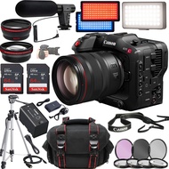 Canon EOS C70 Cinema Camera Kit with 24-105mm Zoom Lens w/ 2X 64GB Memory Cards + Case + Tripod + Mo