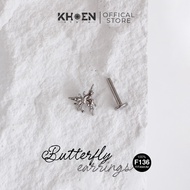 (1 Piece) Solid Butterfly Earrings - Titanium F136 - Earrings store