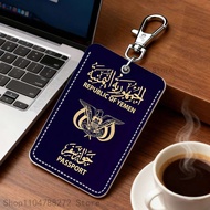 France Travel Passport Yemen Mexican Rectangle Card Case Keychain Access Bag Key Tag Ring Leather Ca