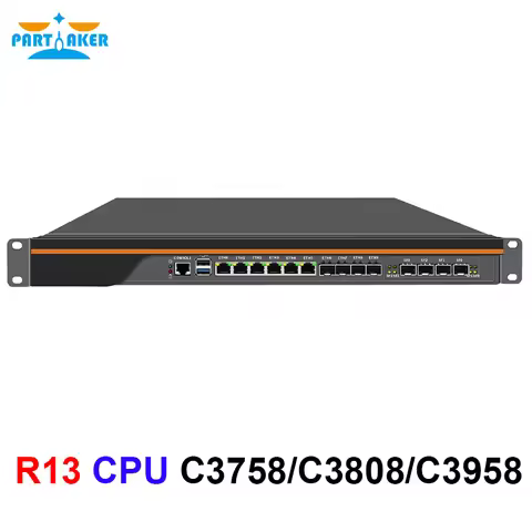 Partaker 1U Firewall Appliance Intel Atom C3758 C3808 C3958 6x LAN 4x 2.5GbE 4x SFP Network Security