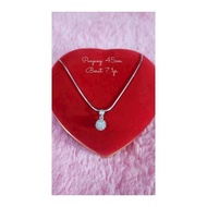 KALUNG LIONTIN BOLA PERAK 925/PERHIASAN SILVER LAPIS EMAS PUTIH/WANITA