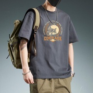 Men's Easy-to-Coordinate Short-Sleeved T-Shirt 100 Cotton Loose-Sleeved Summer Large Size Shop 4b 0w