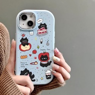 Cute Cake Black Cat Casing OPPO A5Pro A3Pro A5i A60 A17 A16 A55 F11 F9 A5 A12 A31 A54 A57 A9 A73 A96