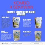 Kombo (4 pek)Serbuk Dadih asli/vanila,jagung, strawberi,coklat