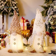 .Set of 2 Christmas Gnomes, Lighted Christmas Gnomes Figurines  Plush Xmas Decorations - White Winte