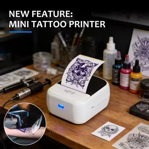 Mini Wireless Thermal Printer: All-in-One Label & Tattoo Stencil Tool, Phone/PC Ready, For Home, Ret