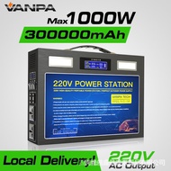 【In stock】VANPA 1000W Portable Power Station AC 220V Output Emergency Backup Battery 300000mAh Capacity Powerbank For Travel/Camping/Fishing ILQB