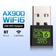 WiFi 6 AX900 BT5.3 Penyesuai WiFi USB 802.11AX Dual Band 2.4G/5GHz Penerima Ethernet Dongle WiFi Tan