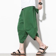 "Penghantaran dalam masa 24 jam" linen beach pants for men's loose large size Thai wide-leg crores c