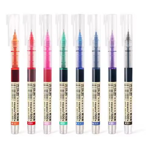 8 Colors Ink Straight liquid Gel Pen Set Colorful Liquid Roller Pen 0.5mm Rollerball Pens Artistic f