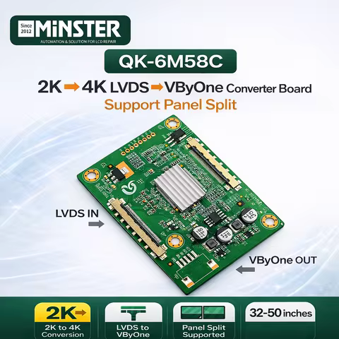 2K 60Hz LVDS to 4K 60Hz VByOne Adapter Converter Board Card Support Split Partition for LCD TV Scree