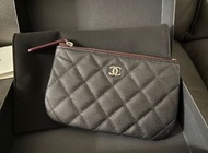 Chanel classic mini Pouch經典款荔枝皮 銀扣散子包