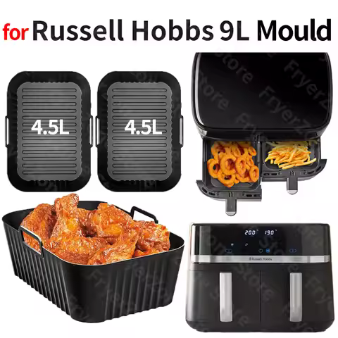 Food-Grade Silicone Mould for Russell Hobbs 27681-56 9L Airfryer - 2 Compartments (2x4.5L), Dual Zon