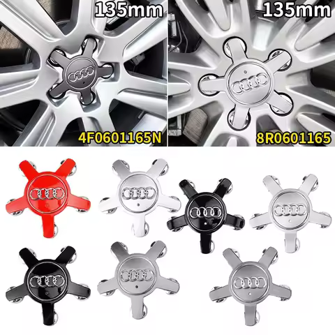 4pcs 135mm Car Wheel Center Cap Hub Covers Badge logo 8R0601165 4F0601165N For Audi A1 A3 A4 A5 A6 A