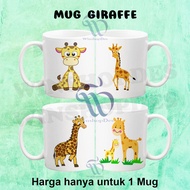 GIRAFFE MUG / GIRAFFE MUG / CUTE MUG / GIRAFFE EMOJI MUG / GLASS