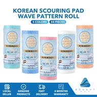 Korean Scouring Pad Wave Pattern Roll Non Woven Dish Cloth White Blue Green Red Orange Disposable Ra