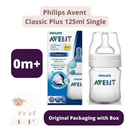 Philips Avent Classic Plus Bottle125ml 0M+ Slim Neck Single Milk Bottle Philips Avent Small