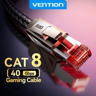 Vention Cat 8 Ethernet Cable Zinc Alloy Metal Braided High Speed 40Gbps Durable Cat8 Lan Cable Gold 