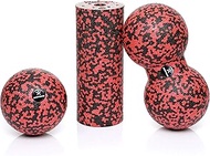 BODYMATE Fascia Mini Set Black/Pepper-Red – Mini Fascia Roll L 15 x D 6 cm, Ball D 8 cm and Duo Ball
