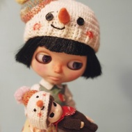 Blythe大布尺寸手工編織聖誕限定雪人帽