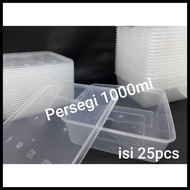 Square Thinwall Lunch Box 1000 ml - Clear Box Contents 25 Pcs Db094