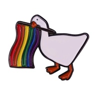 LGBTQ Gay Pride Rainbow Flag Goose Enamel Pin Badge Jewelry for Dresses, Suits, Bags, Backpacks