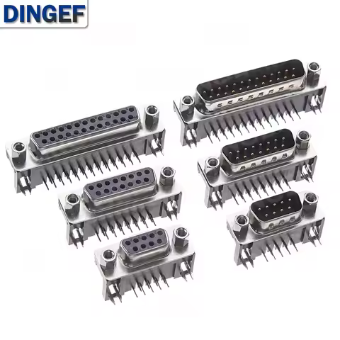 5PCS DR9 DR15 DR25 Female Male PCB Mount D-Sub PCB Connector RS232 Connector 90-degree Bent Needle D