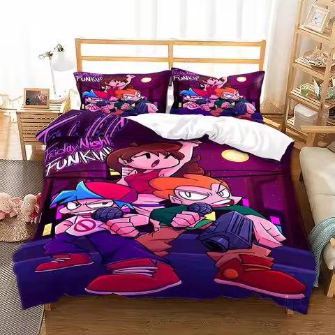 3D Friday Night Funkin Bedding Set Single Twin Full Queen King Size Friday Night Funkin Bed Set Chil