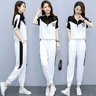 Sports Suit Women 2026 Fashion Contrast Color Stitching Suit Leisure Sports Age-Reducing Two-Piece S