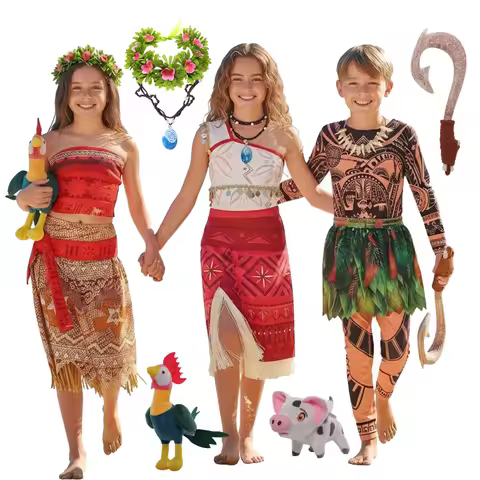 Girls New Movies Vaiana Ocean Adventure Tattoo Maui Boys Role Play Costume Dress Moano Outfit Kid Co