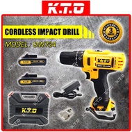 KTO DW734 CORDLESS IMPACT DRILL SCREWDRIVER HAMMER 3 MODE 2 SPEED 2 BATTERY / MESIN GERUDI KAYU SIME