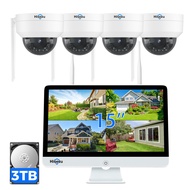 [3TB Storage] Hiseeu Security Cameras Wireless Outdoor System with 15" LCD Monitor 10CH NVR,5MP PTZ 