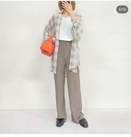 日本 Lutique 楊柳紗 深啡色 鬆緊腰 長褲